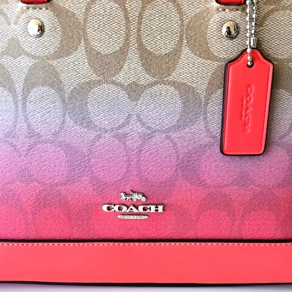 ✨️RARE✨️ COACH Mini Sierra Satchel in Purple/Coral Ombre and Signature Canvas 💜